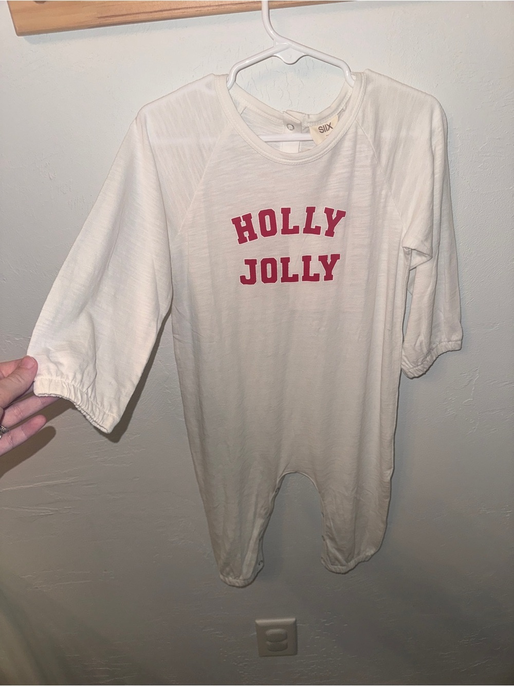 White "Holly Jolly" Romper 2T Unisex Christmas Holiday One Piece
